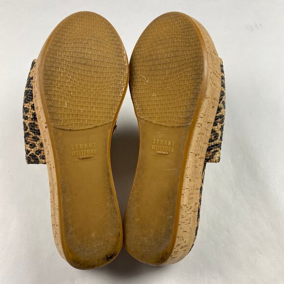 Stuart Weitzman Flatout Leopard Print Wedge Sandal Slide Women's Size 8 - Picture 5 of 16